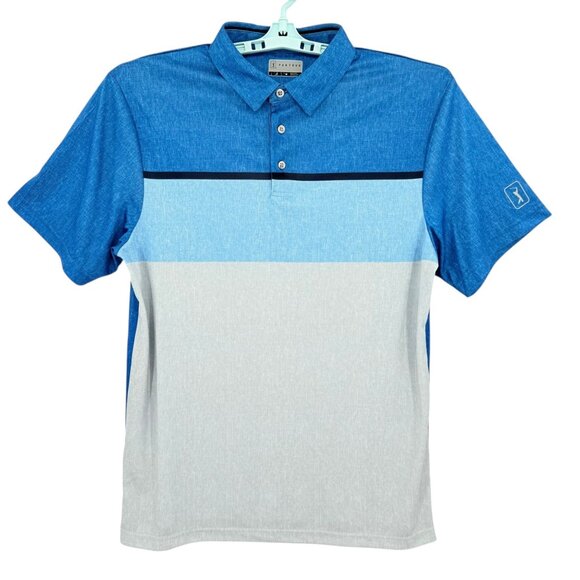 PGA Tour Men's Blue Polo Shirt Size Small Moisture Wicking Stretch UPF 50 NWT - Picture 1 of 9